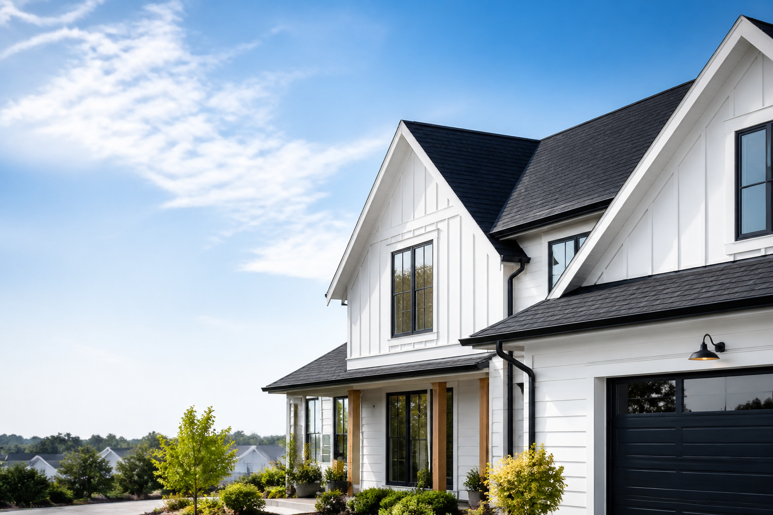 Premium contemporary home with a clean finished roof