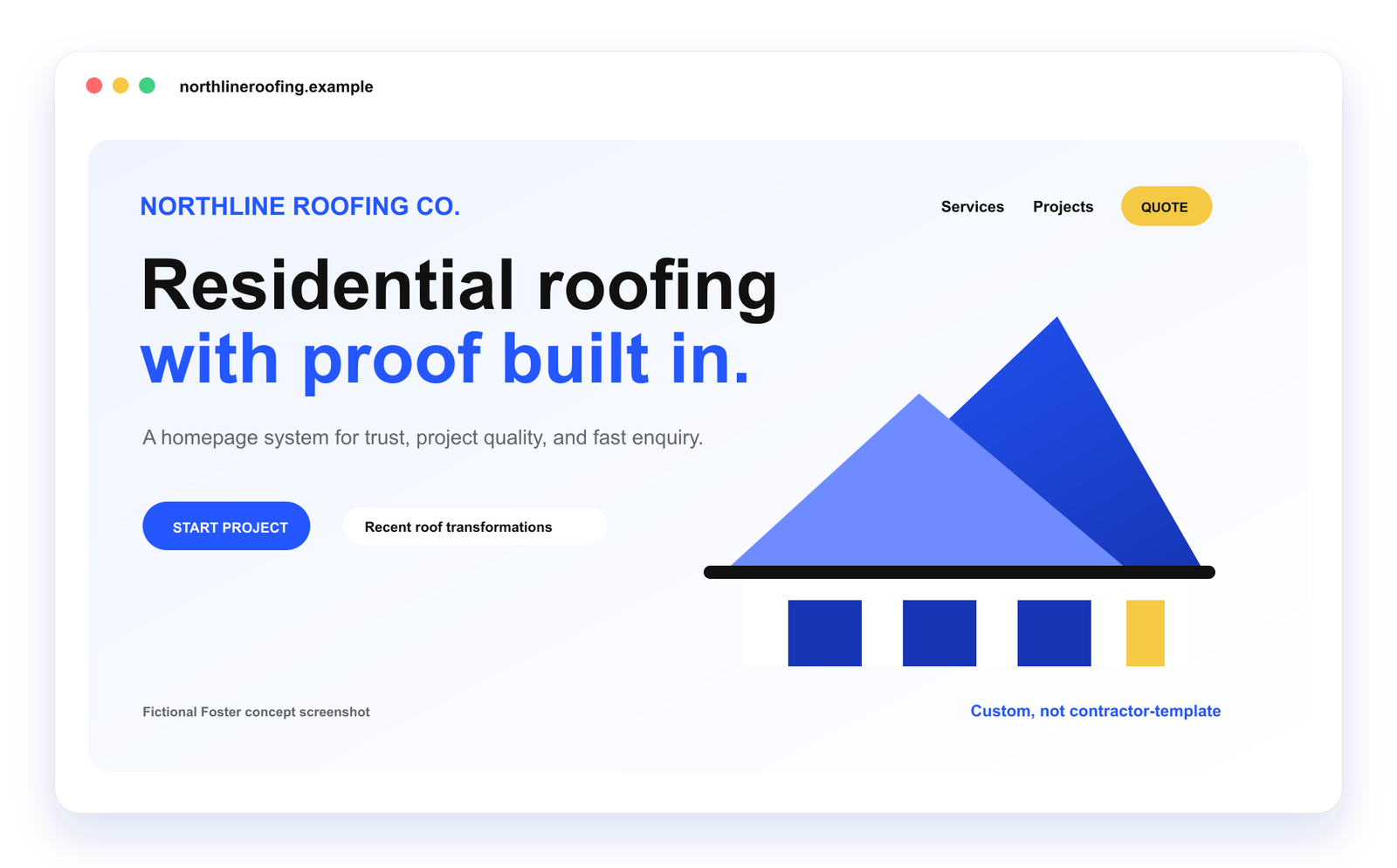 Fictional Northline Roofing Co website concept screenshot